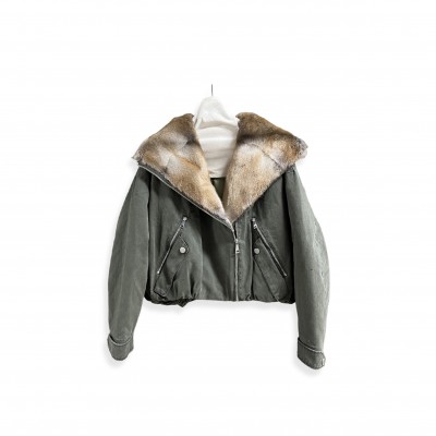 PRADA WOMEN'S CROPPED FUR PARKA WITH 